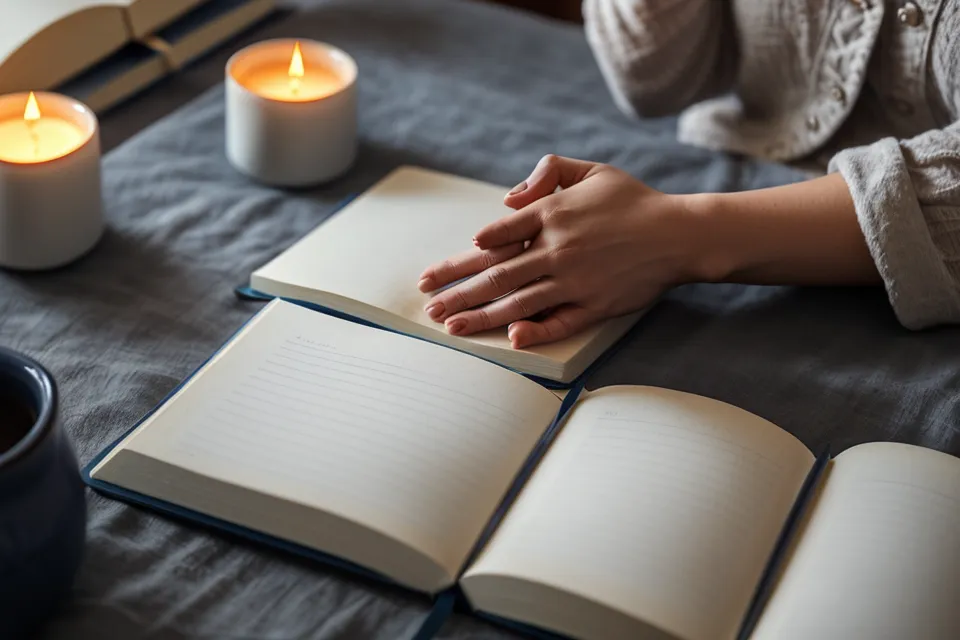 Gros plan d'une main réglant le thermostat le soir, pour un environnement propice au sommeil profond et à un meilleur rituel du soir.