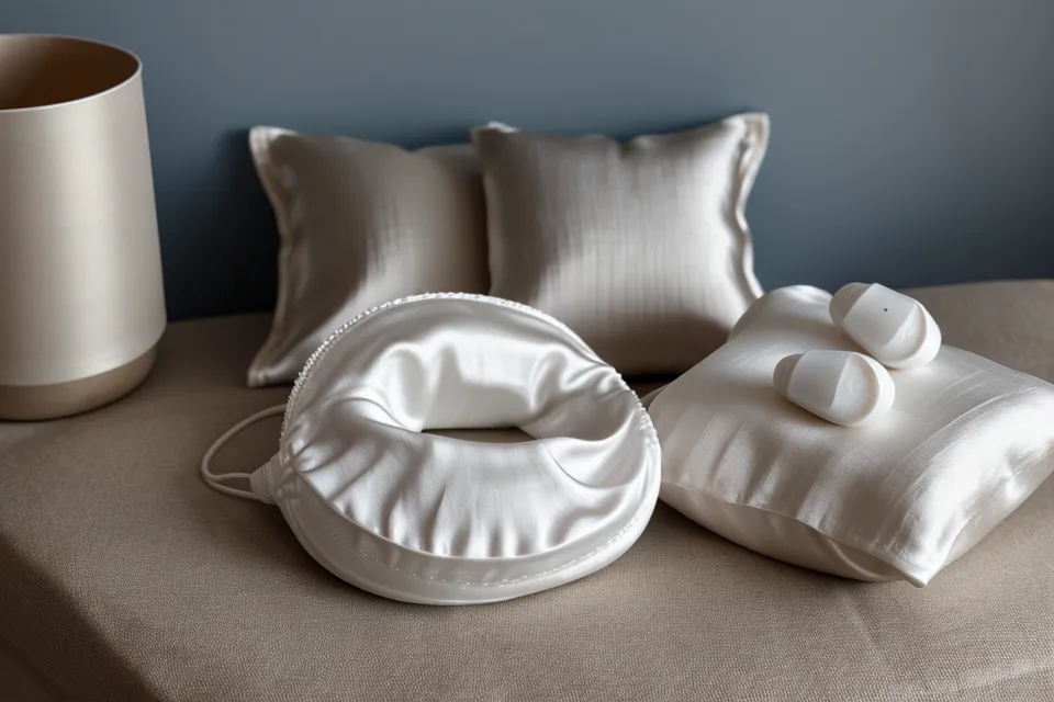 Masque de nuit en soie tenu à la main, accessoire de rituel du soir à Rennes