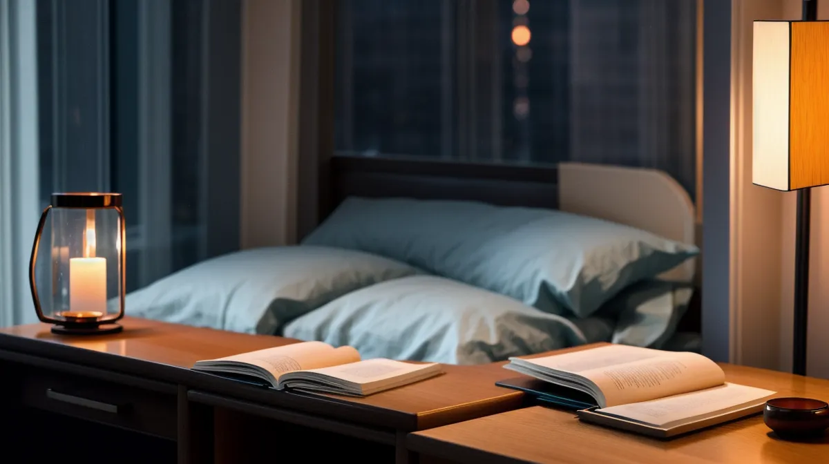Femme allongée dans le noir pratiquant un exercice de respiration nocturne pour calmer un mental qui tourne en boucle