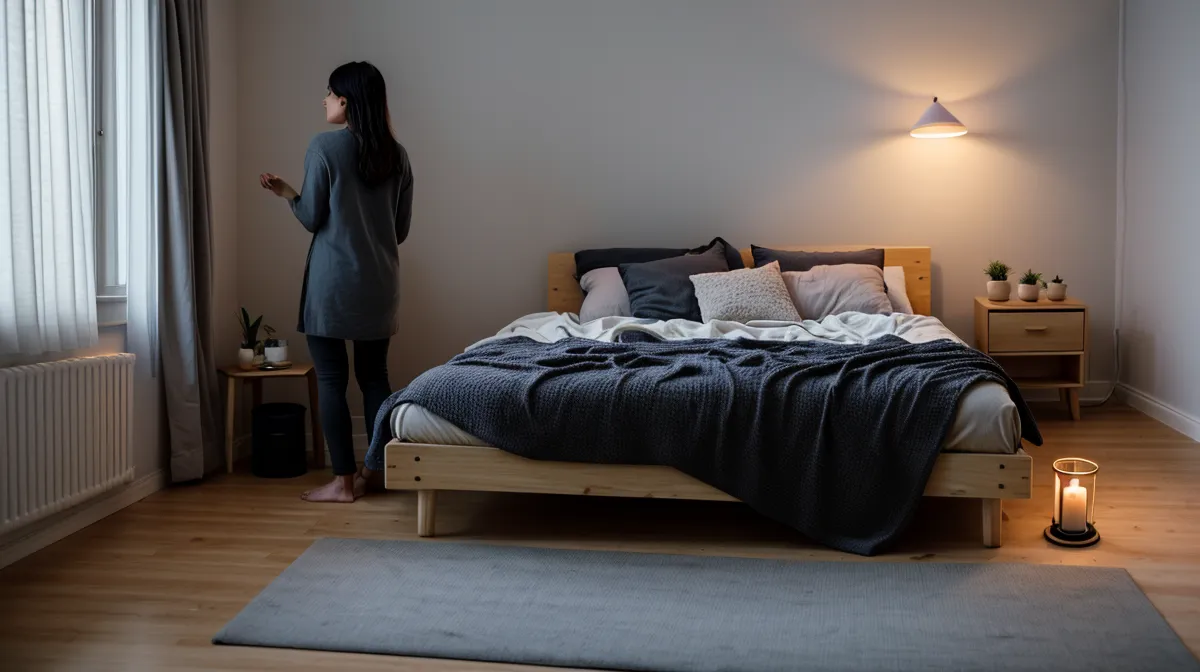 Femme allongée en Savasana pratiquant le yoga nidra pour apaiser un sommeil très léger