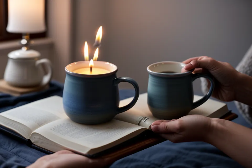 Lunettes de protection contre la lumière bleue posées sur une table de nuit, un des réglages testés pour un sommeil léger