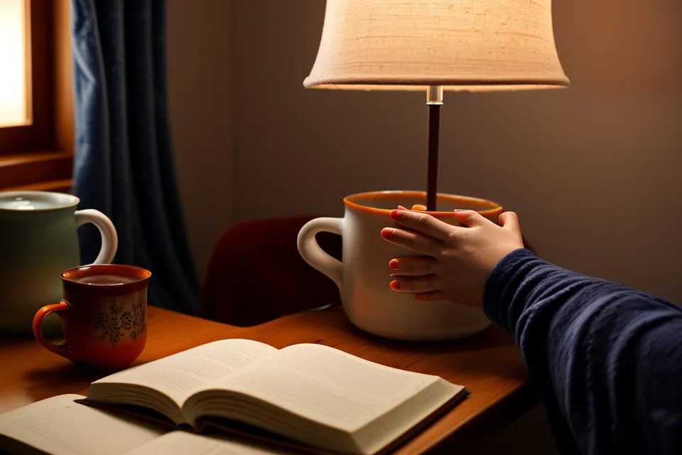 Main éteignant une lampe d'appoint à lumière chaude, geste d'hygiène du sommeil avant de dormir