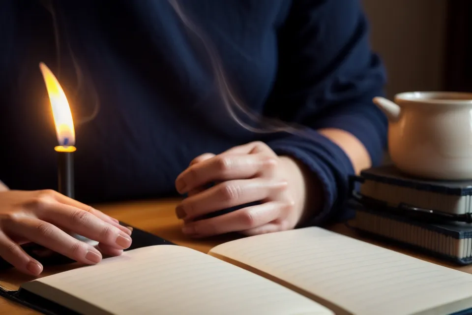Coffret de méditation guidée ouvert avec ses fiches, accessoire pour rituel du soir et sophrologie débutante