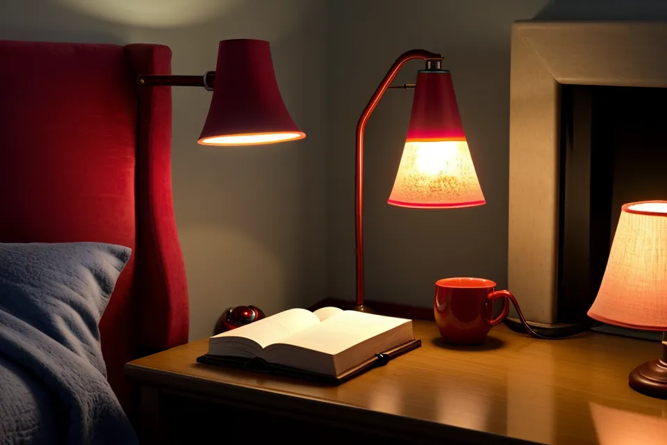 Reflet rouge d'une veilleuse sur le parquet, repère du rythme circadien avant le coucher