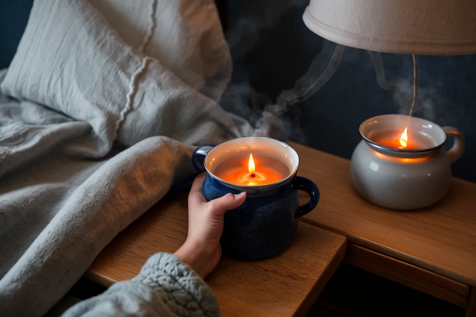 Personne allongée dans le noir pratiquant une technique de relaxation pour se rendormir après un réveil nocturne